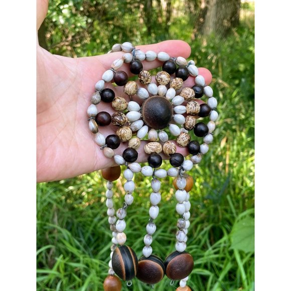 Vintage Hippy Festival HUGE Medallion Seed/Nuts Pendant NEcklace - Picture 7 of 11